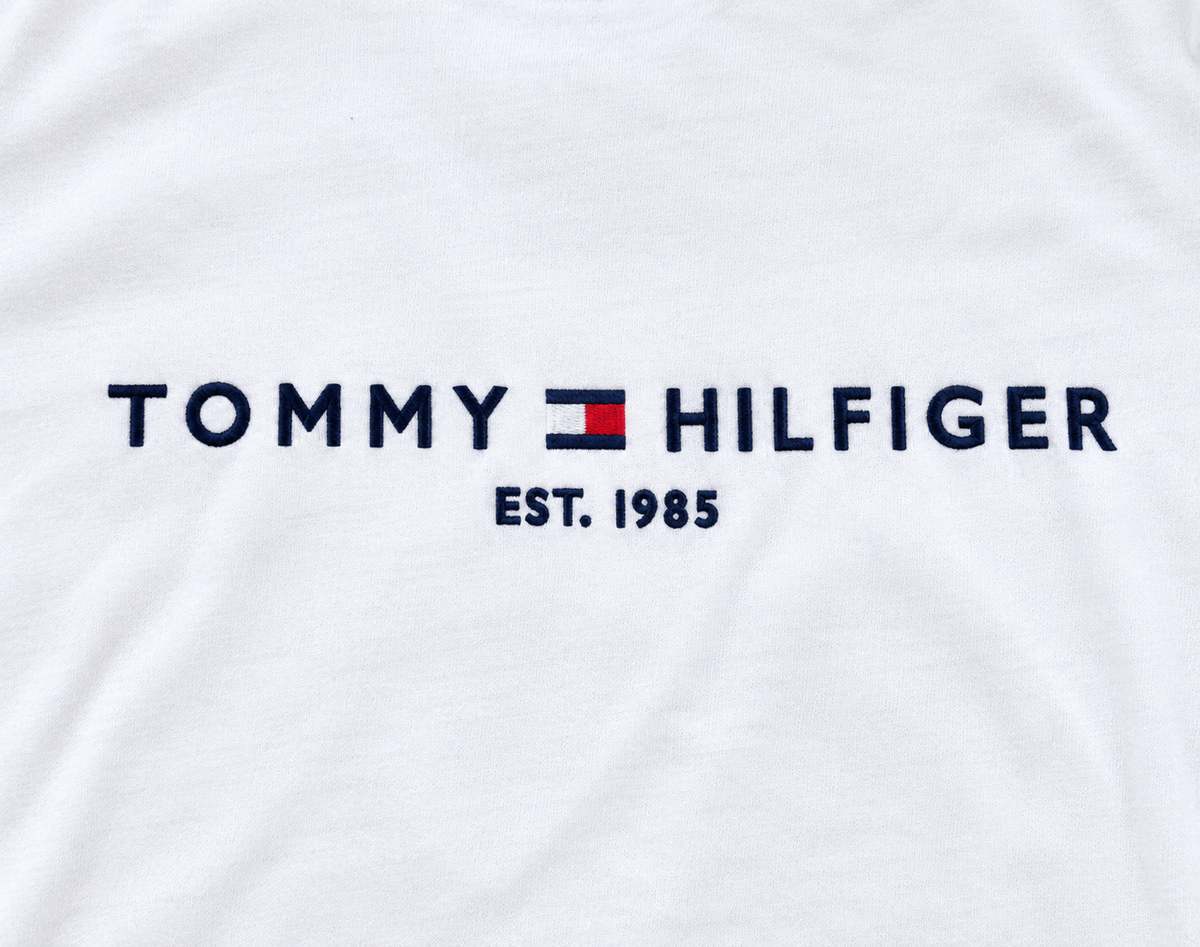 Tommi White Embroidery Down Shoulder 100% Cotton T-Shirt